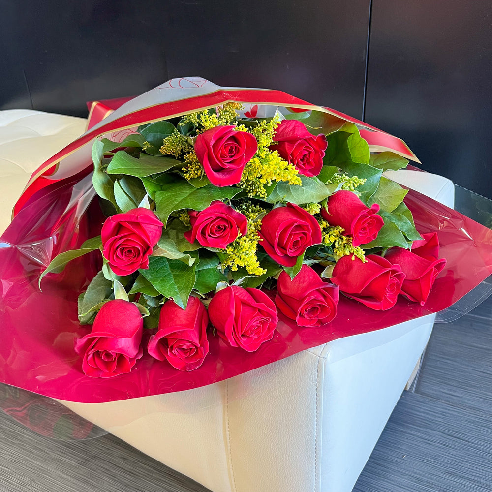 Valentine's Day Wrapped Bouquet of Red Roses