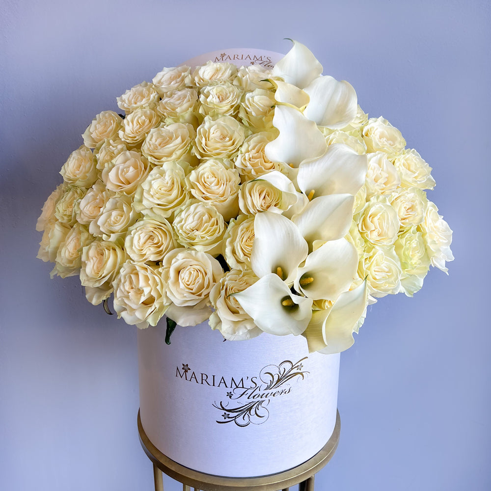 White Rose Classic with Calla Lilies