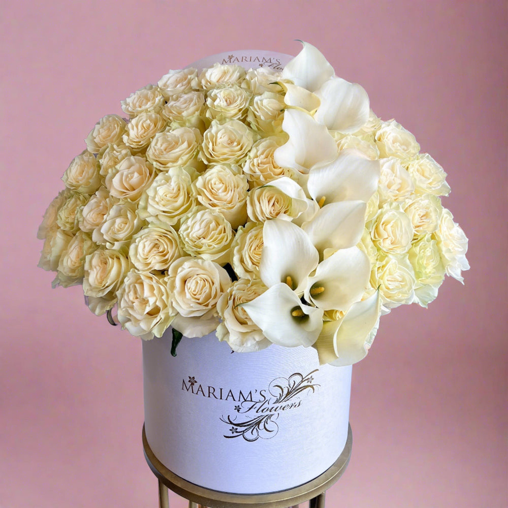 Mother's Day White Rose Classic with Calla Lilies
