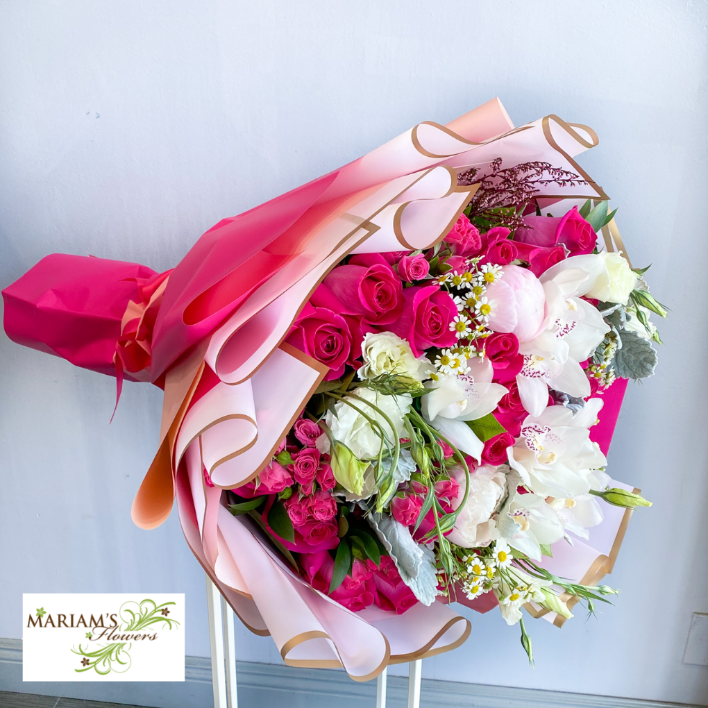 Mixed Bouquet Hot Pink – Mariams Flowers Mixed Bouquet Hot Pink – Mariams Flowers
