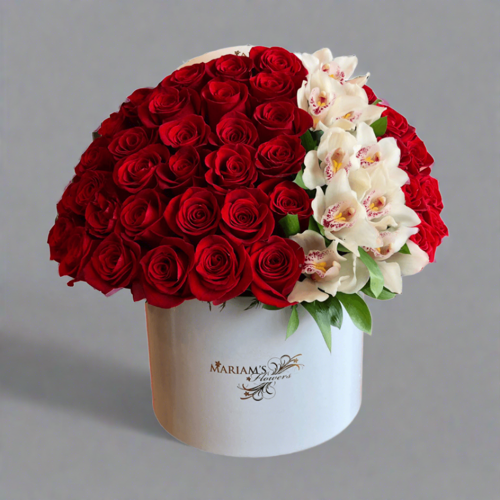 Red Rose Classic with Orchids