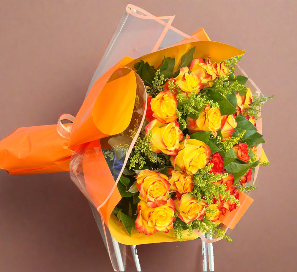Mother's Day Wrapped Bouquet of High Yellow Roses