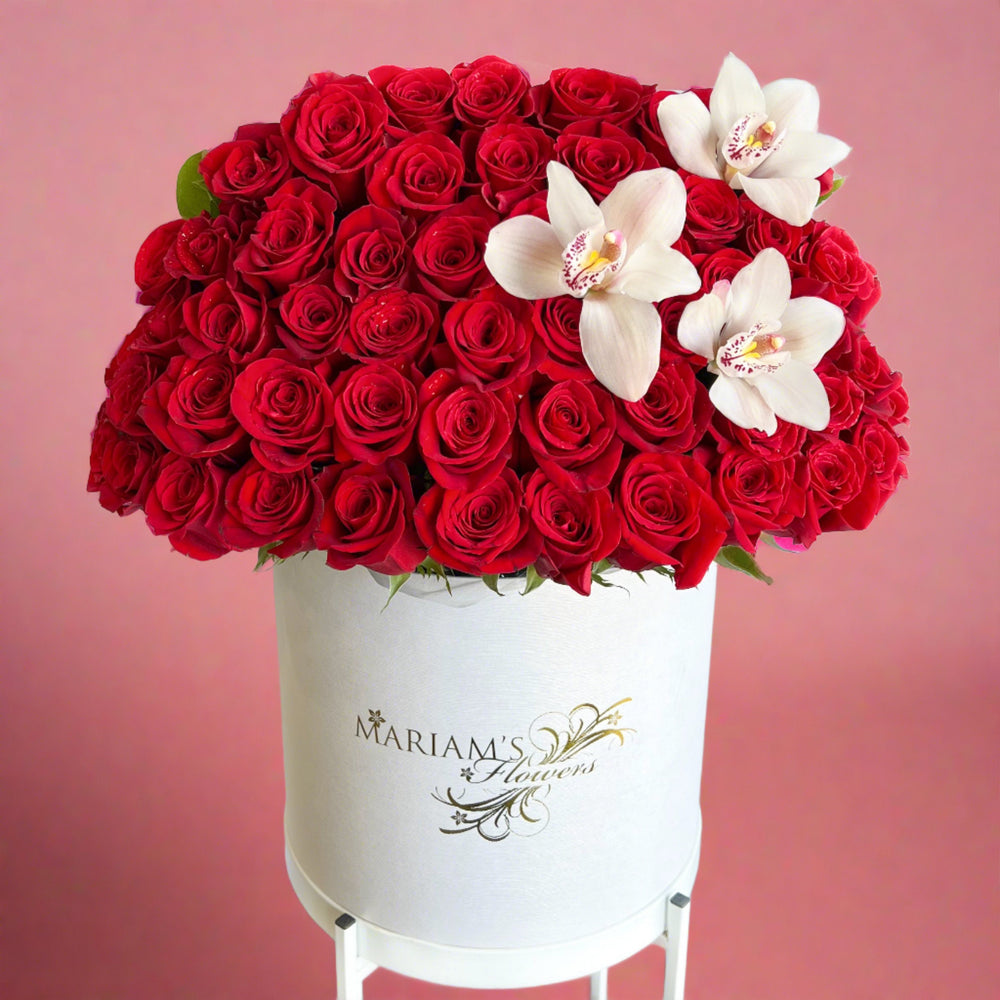 Mother's Day Red Rose Classic with Butterfly Orchids