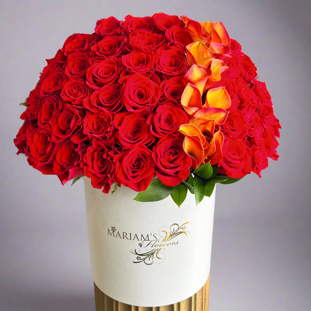 Red Rose Classic with Calla Lilies