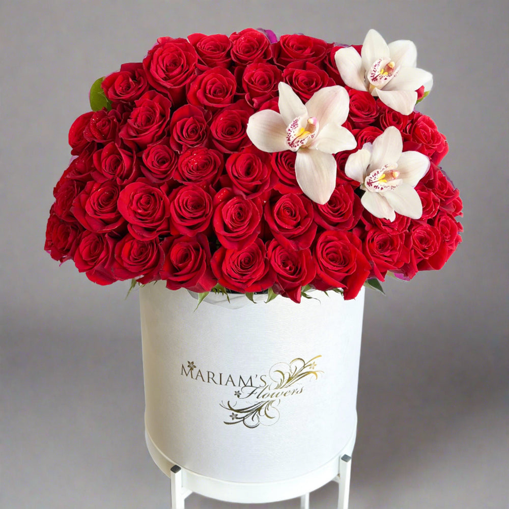 Red Rose Classic with Butterfly Orchids